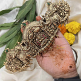 Vriksham Designer Lakshmi Ganpati & Sarasvati Style 1 gm Gold Hipbelt-Red Green-G20355